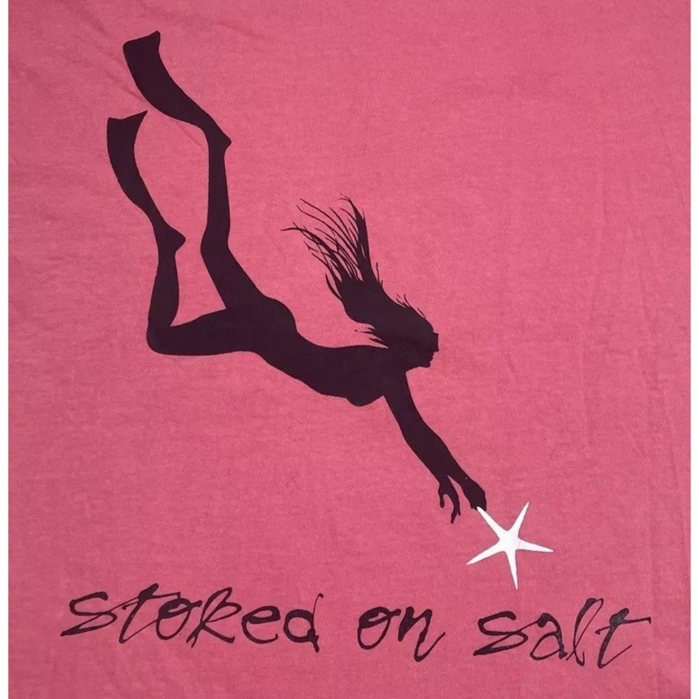 Comfort Colors T Shirt Men's XL Pink Short Sleeve Stoked On Salt Diver Graphic